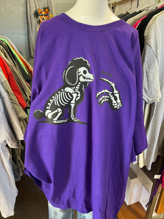 New  unisex shirt   scary Halloween dog skeleton poodle