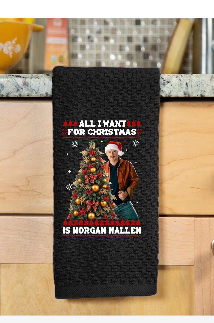 Black Decorative hand towel I want for Christmas is wallen ￼￼