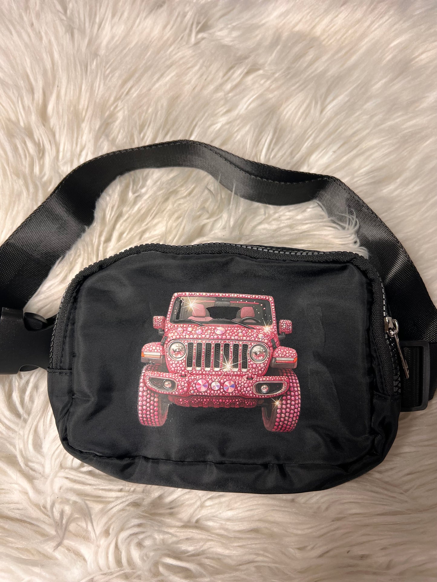 New black with pink fanny pack adjustable