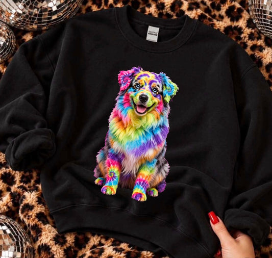 unisex top tie-dye dog