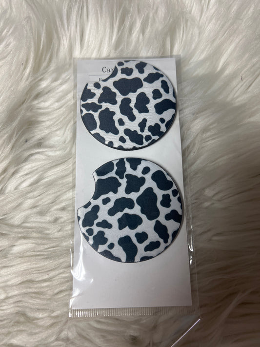 Cow print car coasters