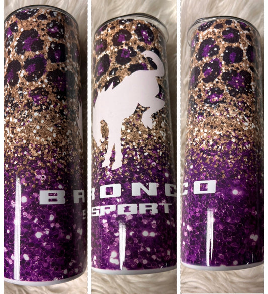 20 ounce metal Tumblr purple, glitter leopard sport ￼