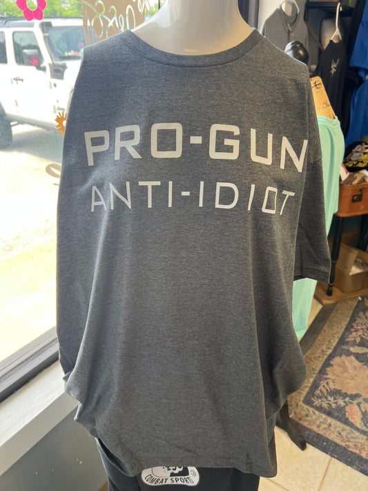 New unisex Dark Heather pro anti idiot