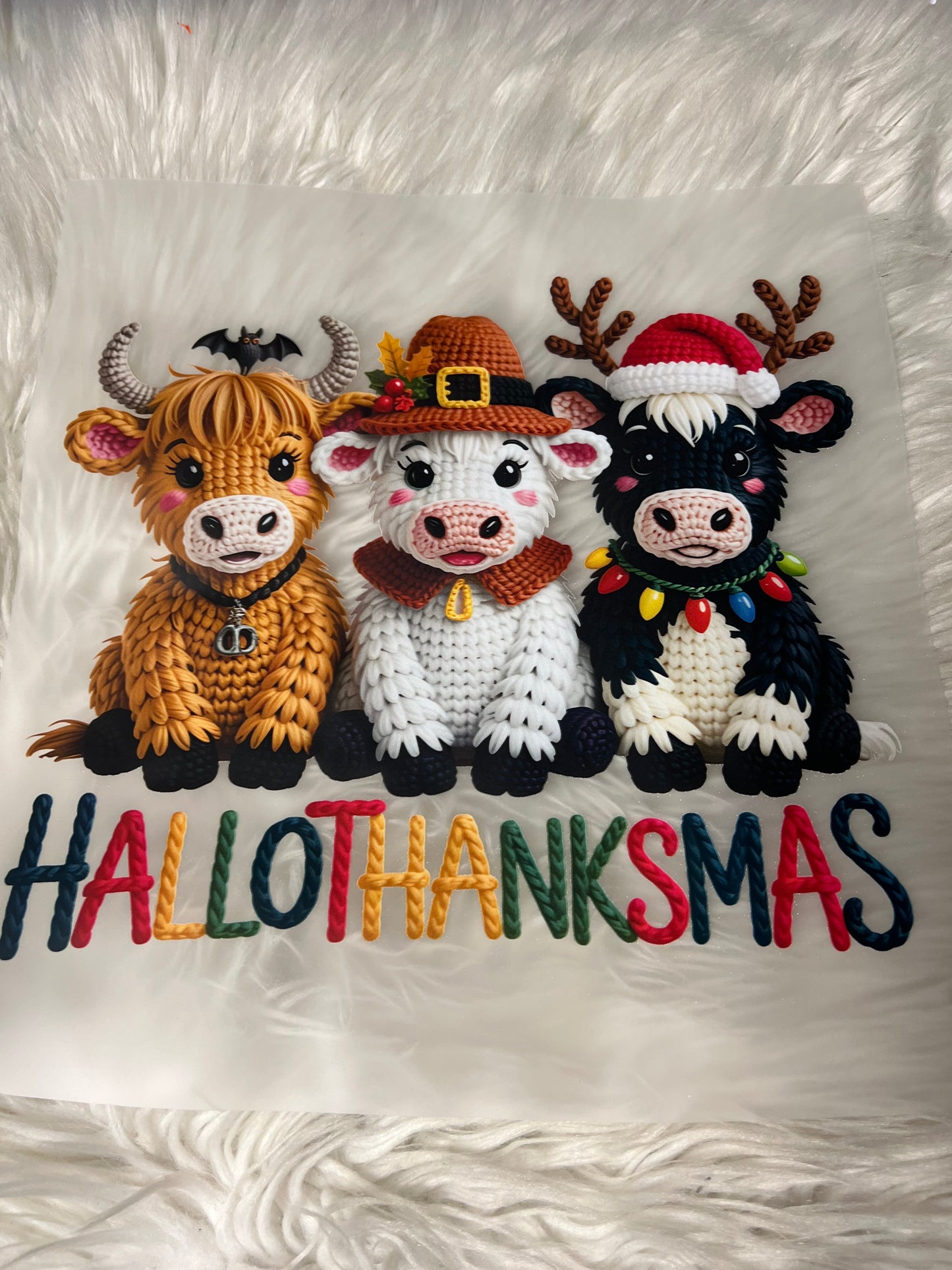 New DTF cow thanksgiving Halloween, Christmas