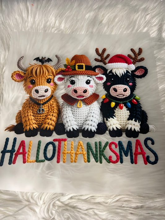 New DTF cow thanksgiving Halloween, Christmas