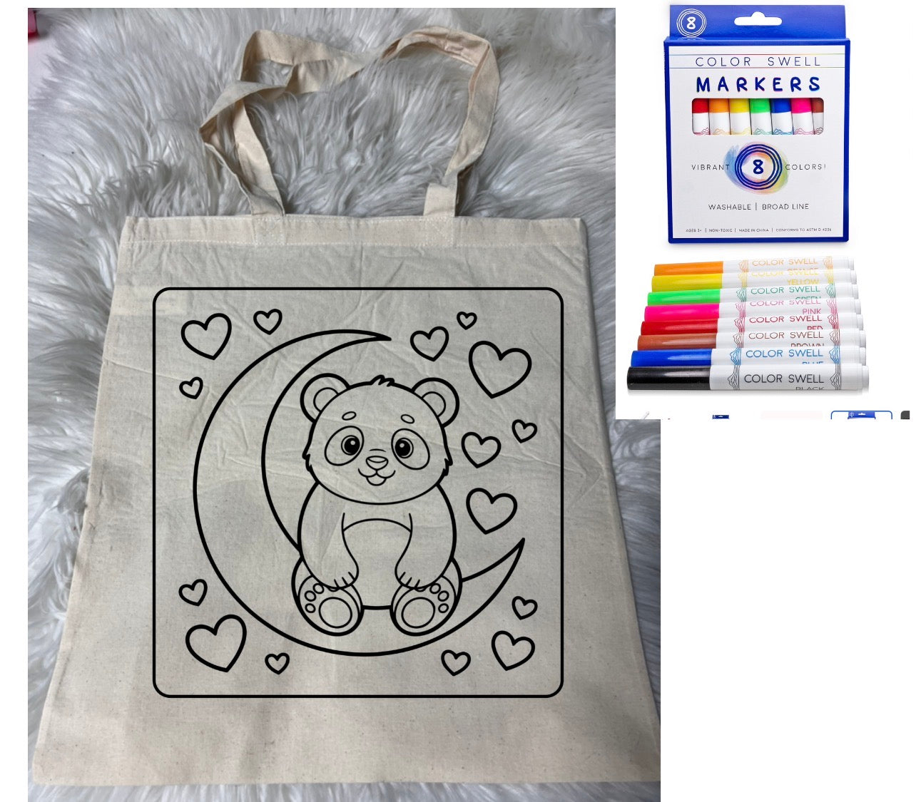 Canvas bag for drawing comes with a pack of markers