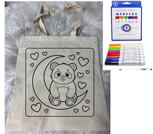 Canvas bag for drawing comes with a pack of markers