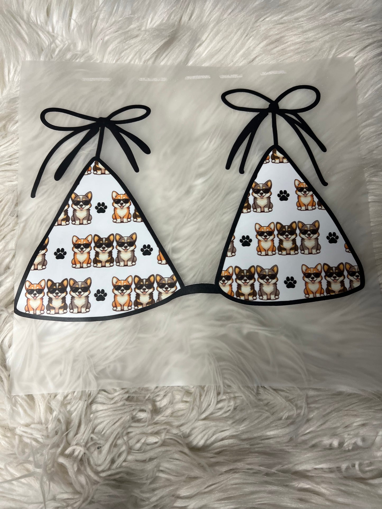 New  DTF bikini top corgi