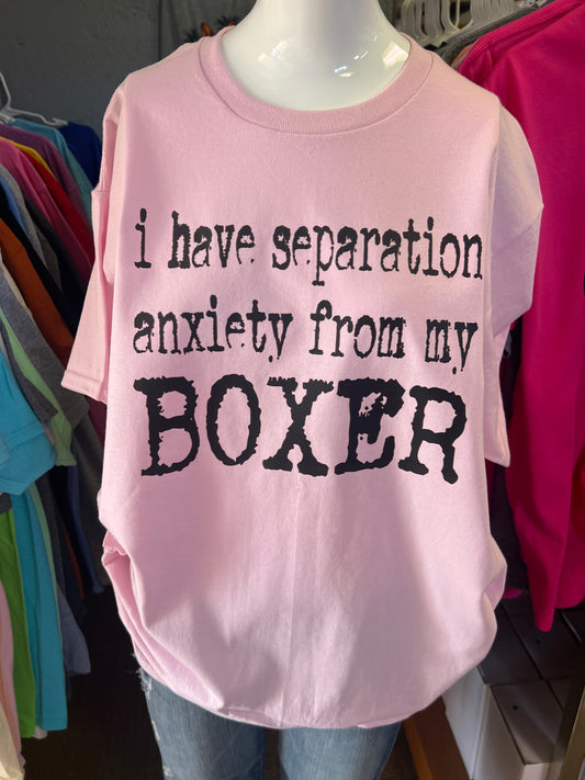 New unisex, short sleeve T-shirt separation anxiety from my boxer