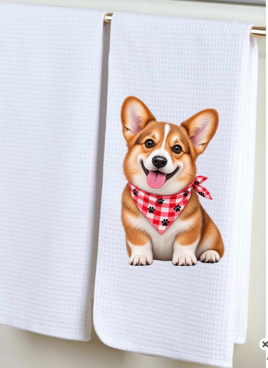 Decorative hand towel corgi