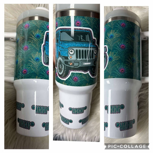 Brand new 40 ounce stainless steel Tumblr with handle  with plastic straw