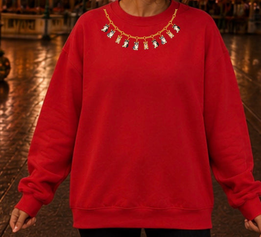 unisex corgi top charm necklace red
