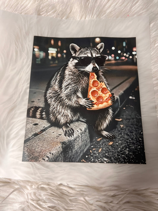 New funny DTF raccoon pizza