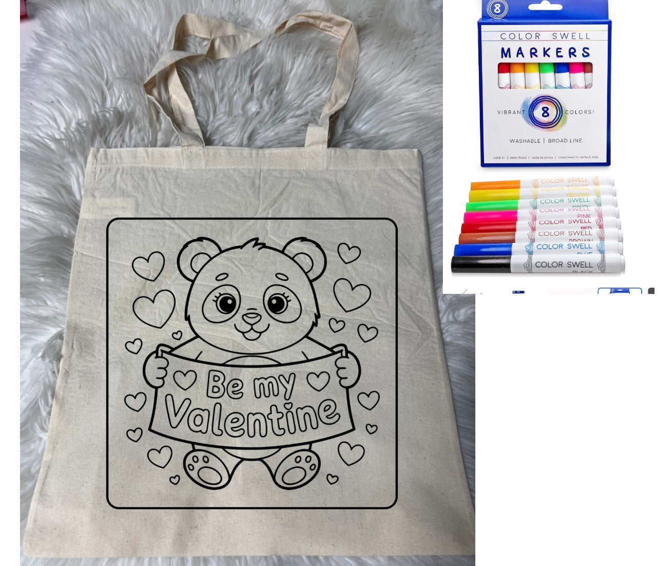 Canvas bag for drawing comes with a pack of markers