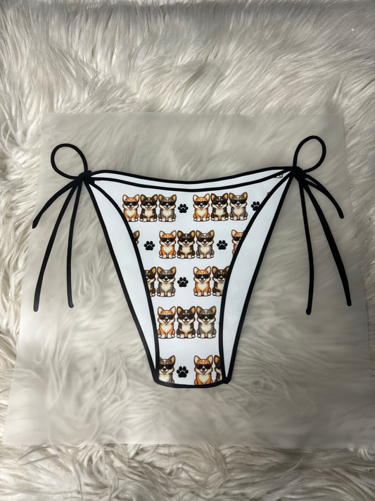 New  DTF bikini bottom corgi