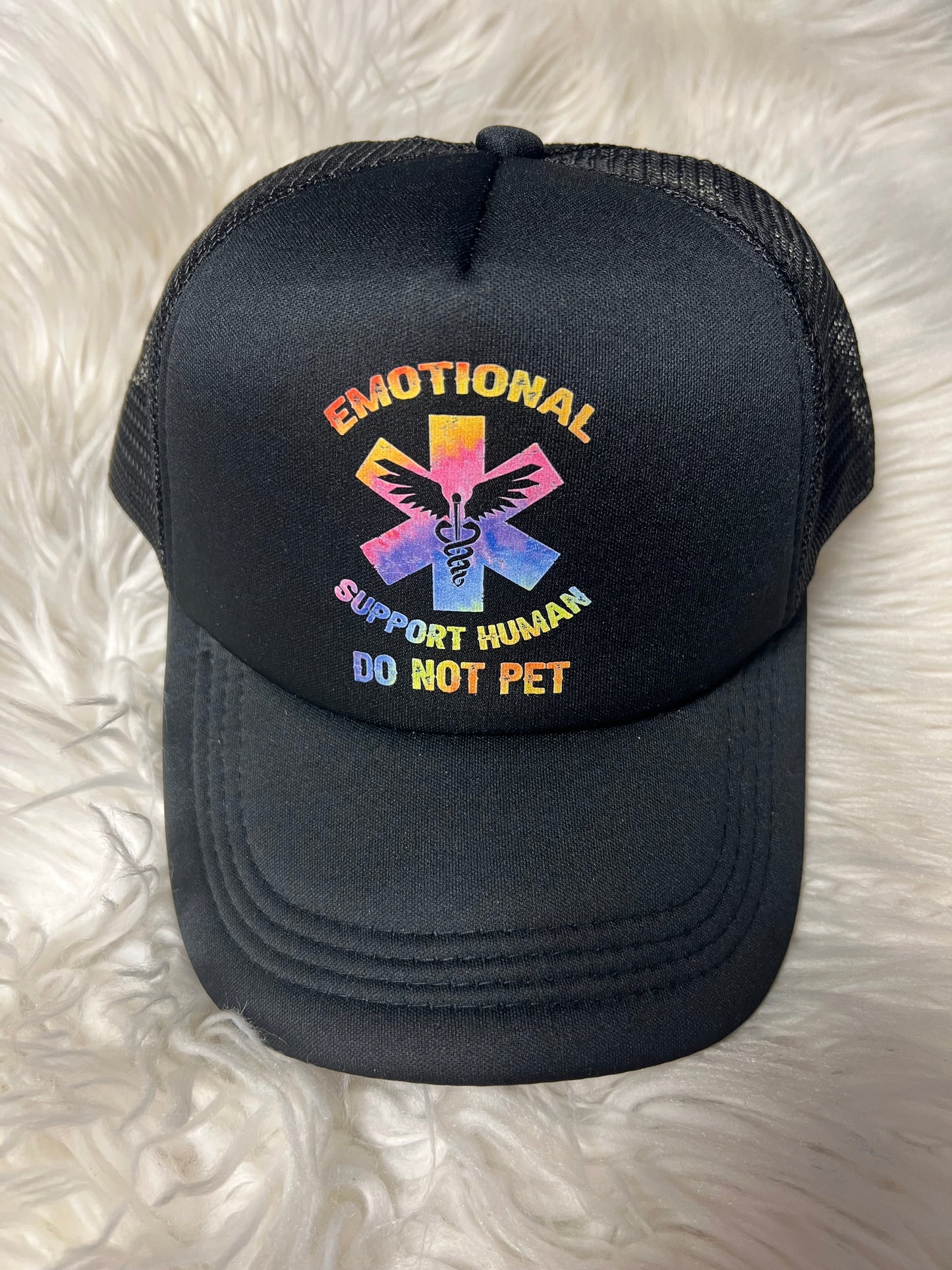 New hat black tie-dye emotional support human do not pet ￼