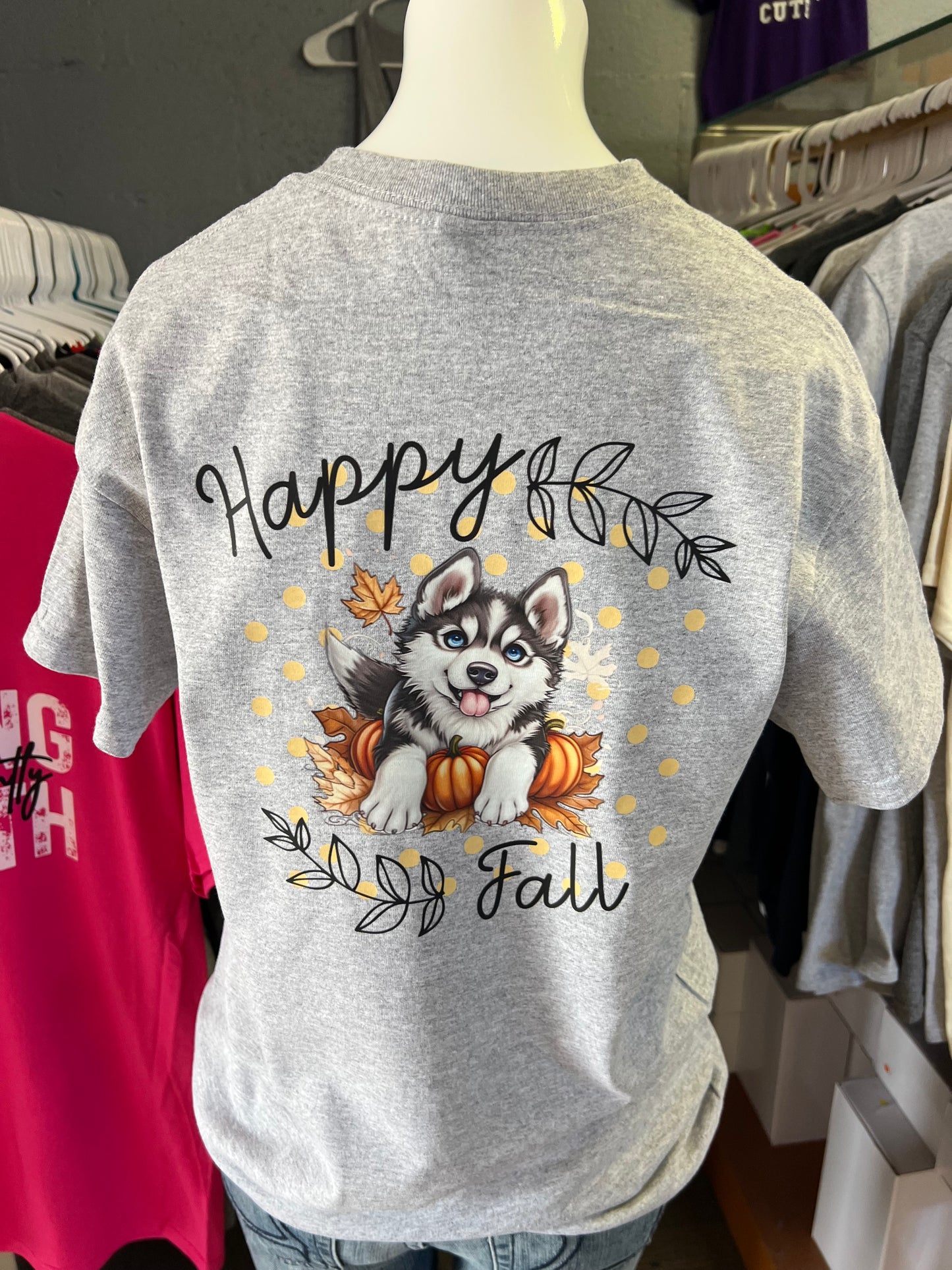 New  unisex T-shirt happy fall husky