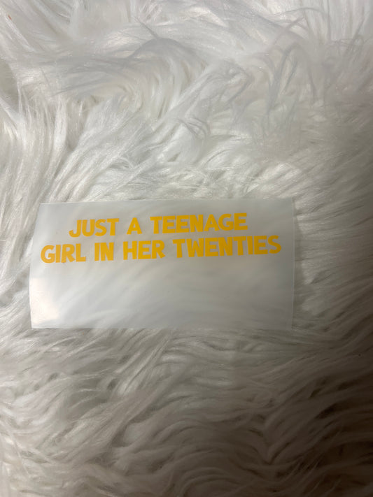 New car decal teenager in her 20s golden yellow