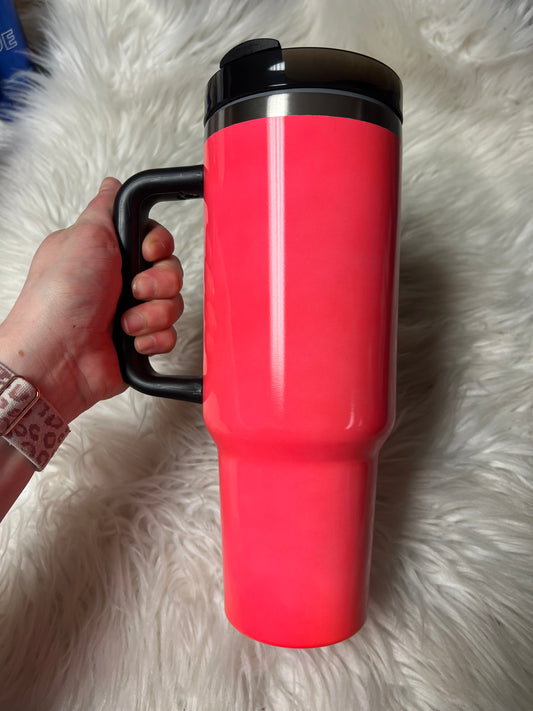 Brand new 40 ounce Tumblr with handle neon pink