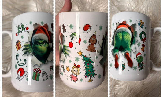 15 ounce ceramic mug Christmas peekaboo ￼