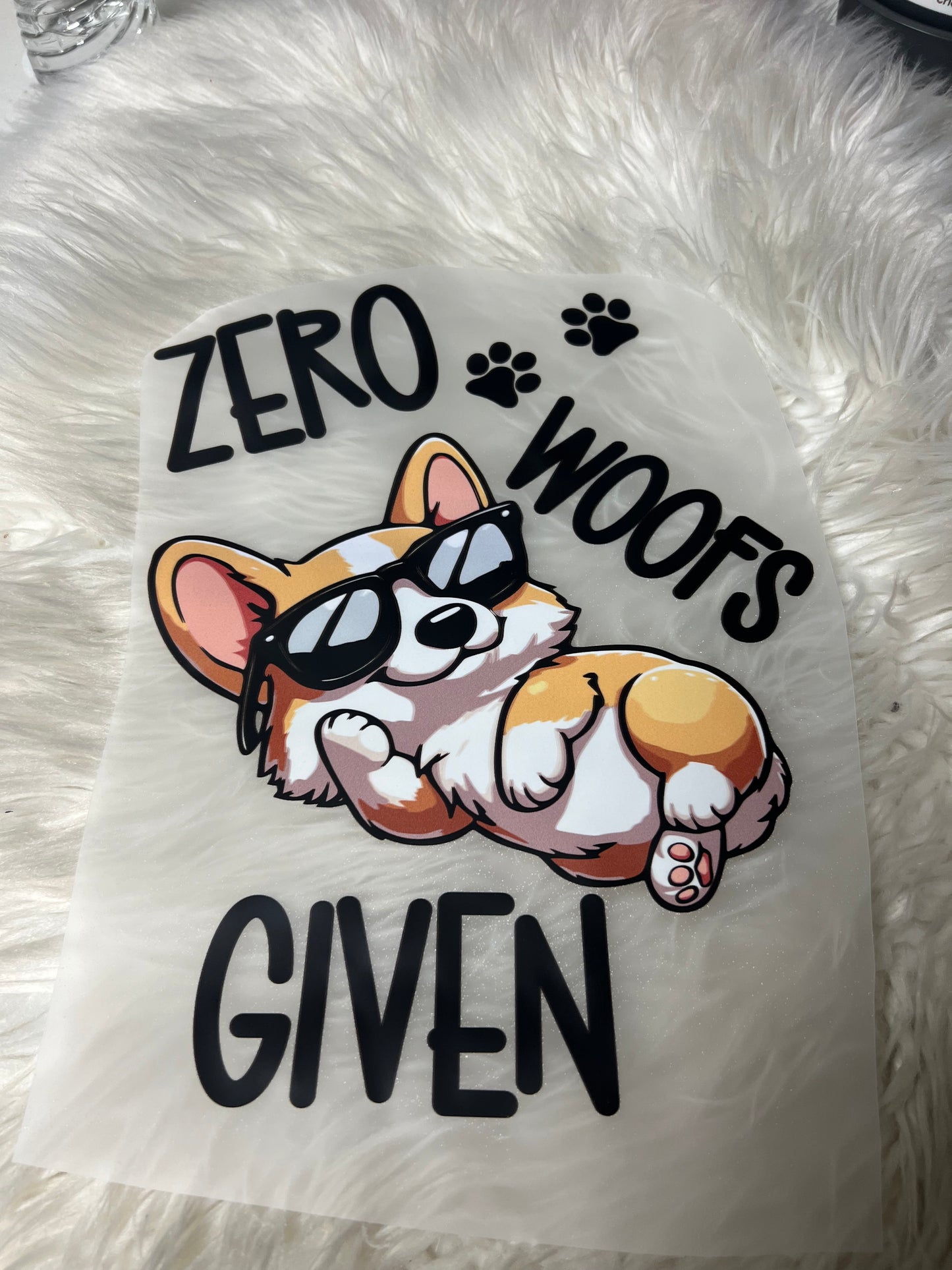 DTF  print zero wolves given corgi  red and white