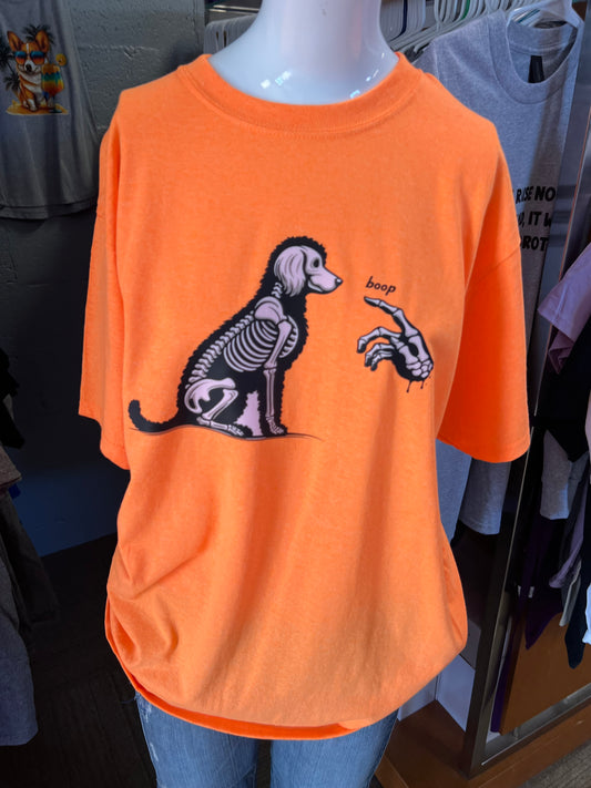 New  unisex T-shirt scary Halloween dog skeleton poodle