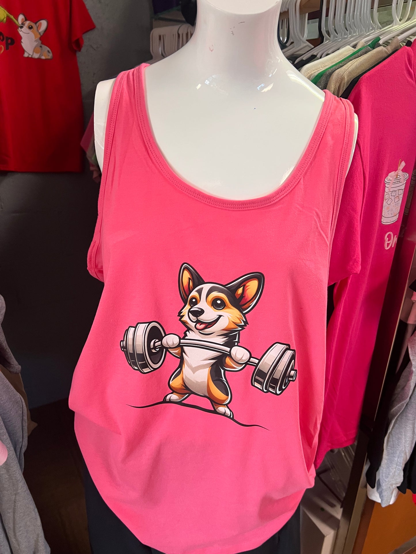 New ladies next level  Razorback tank top corgi