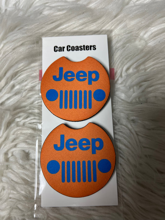car coasters orange with blue