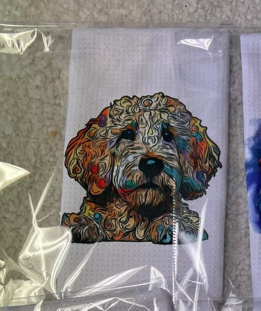 Decorative hand towel goldendoodle