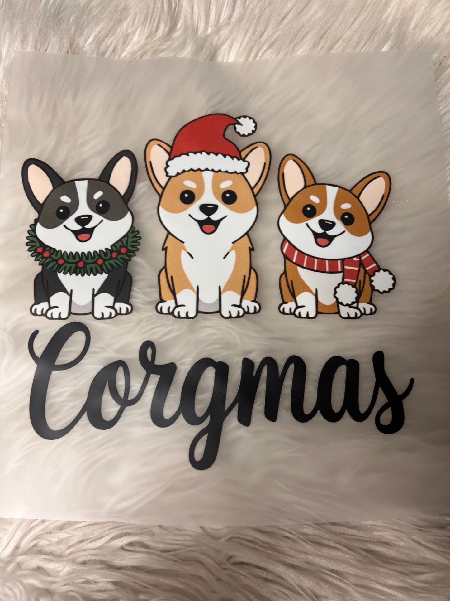 New DTF corgi Christmas