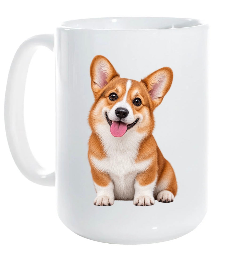 15 ounce ceramic mug corgi