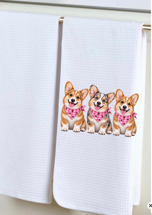 Decorative hand towel corgi