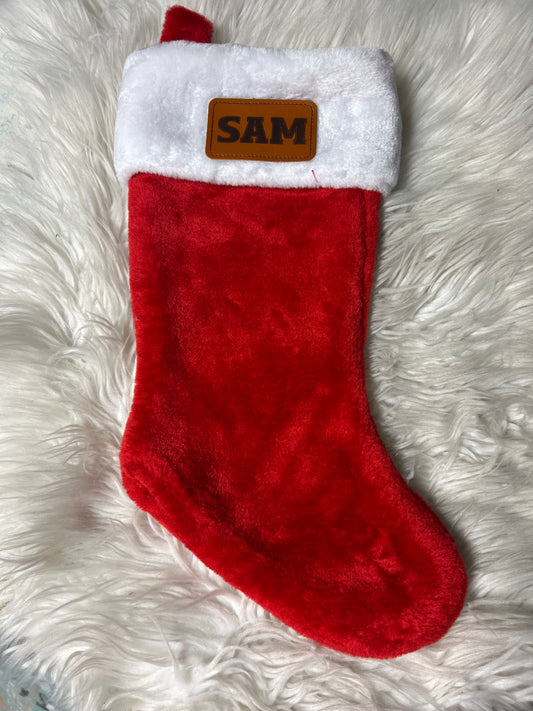 New Christmas stocking laser engraved patch Sam