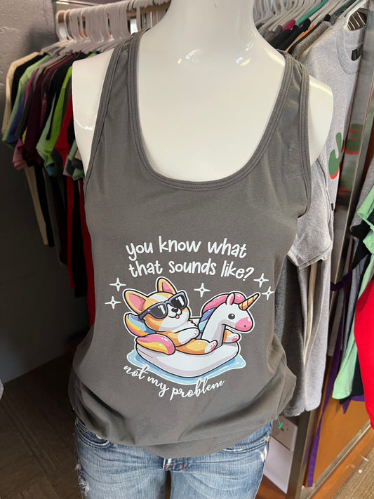 new ladies next level brand Razorback tank corgi