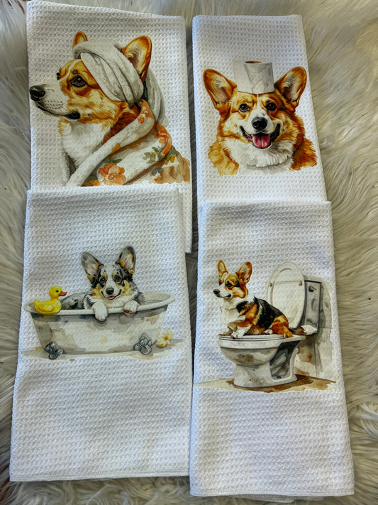 Decorative hand towel corgi