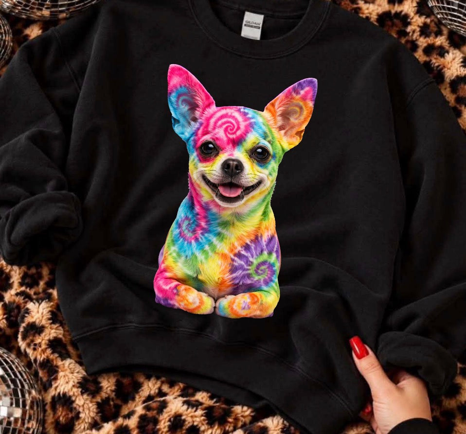 unisex top tie-dye dog