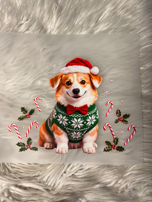 New DTF Christmas corgi