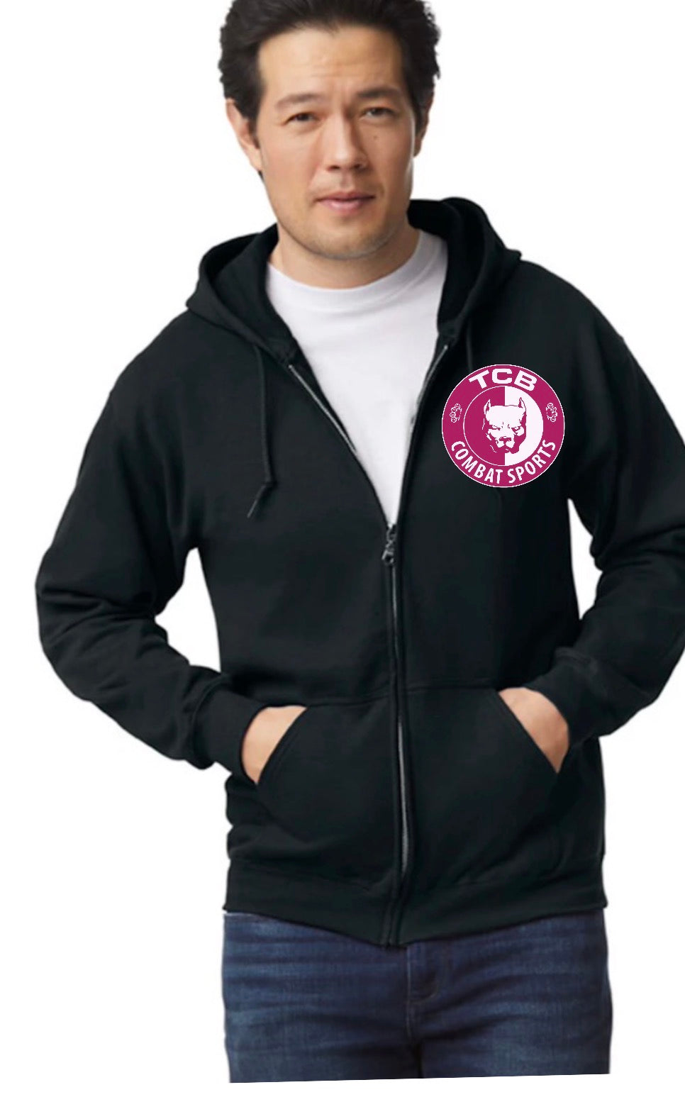 Pink TCB unisex Gilden adult zip up hoodie