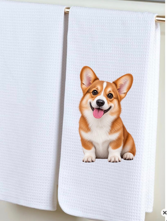Decorative hand towel corgi