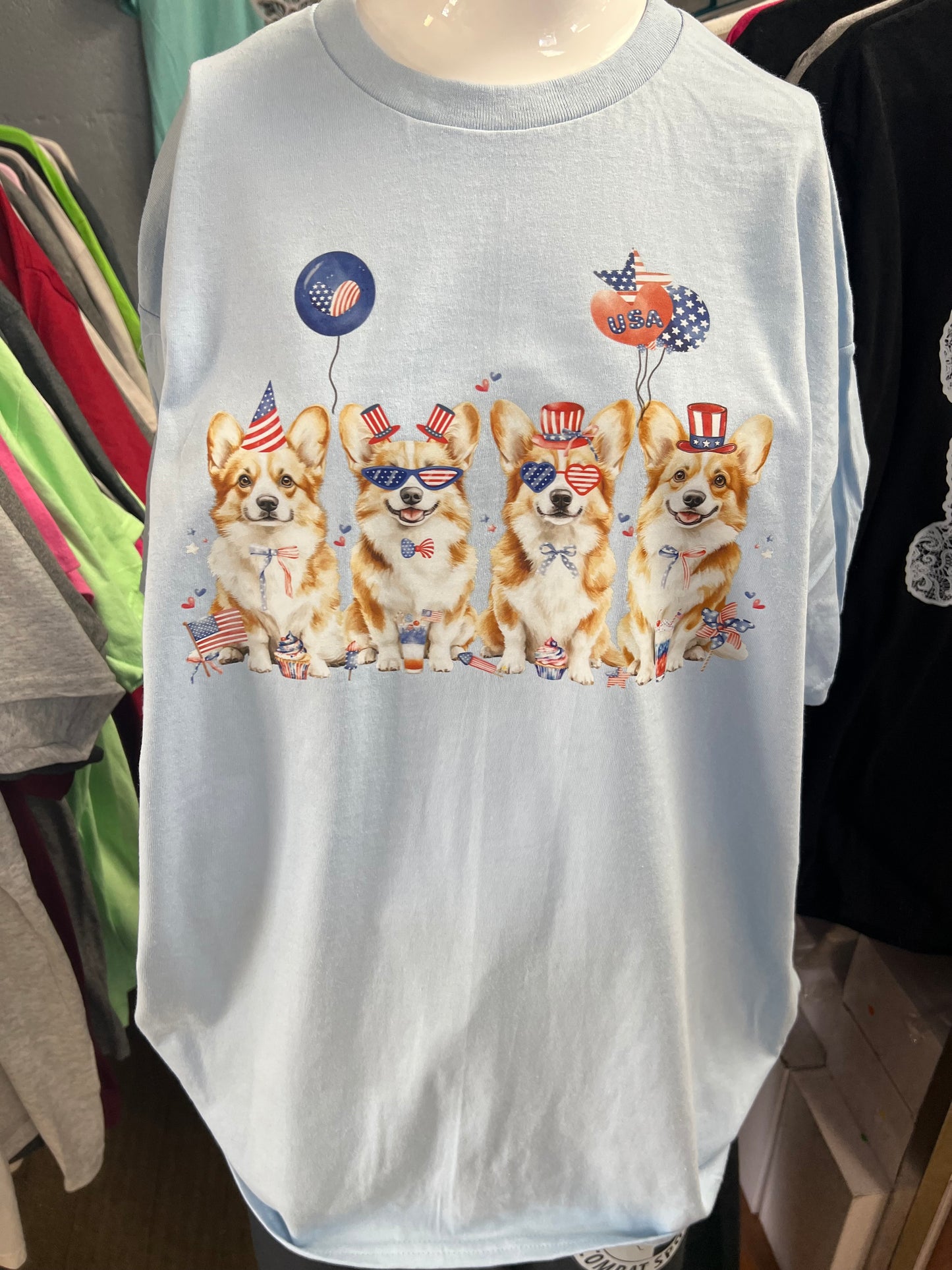 New unisex light blue corgi USA