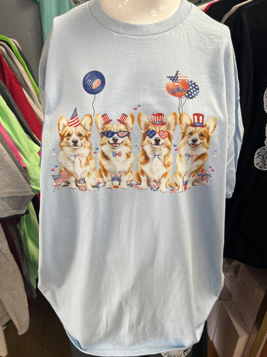 New unisex light blue corgi USA