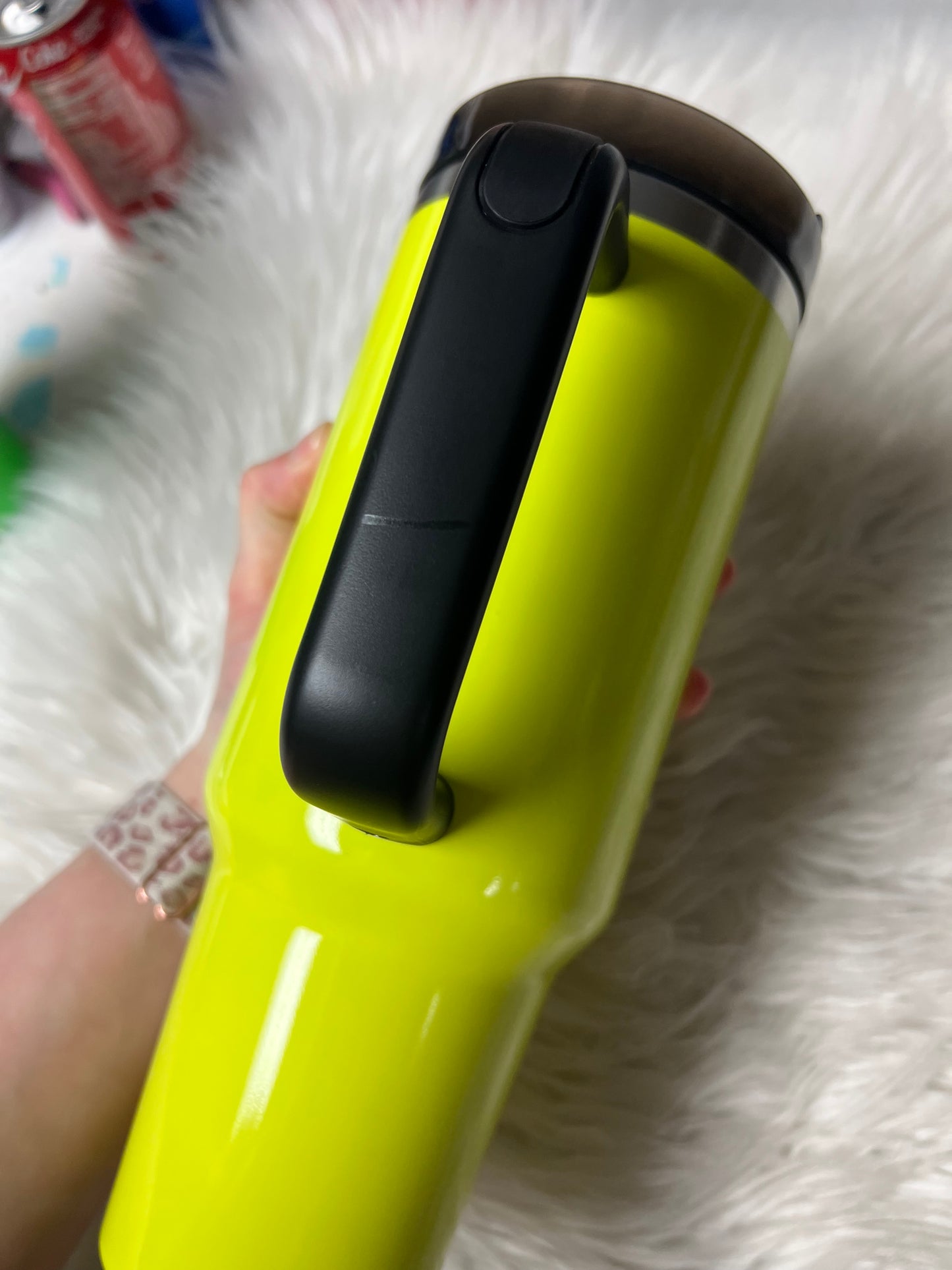 Brand new 40 ounce Tumblr with handle neon yellow