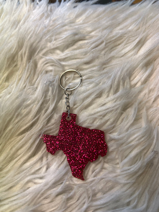 New keychain Texas hot pink glitter