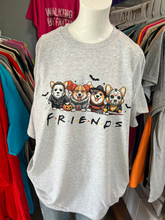 New  unisex T-shirt corgi scary horror Halloween