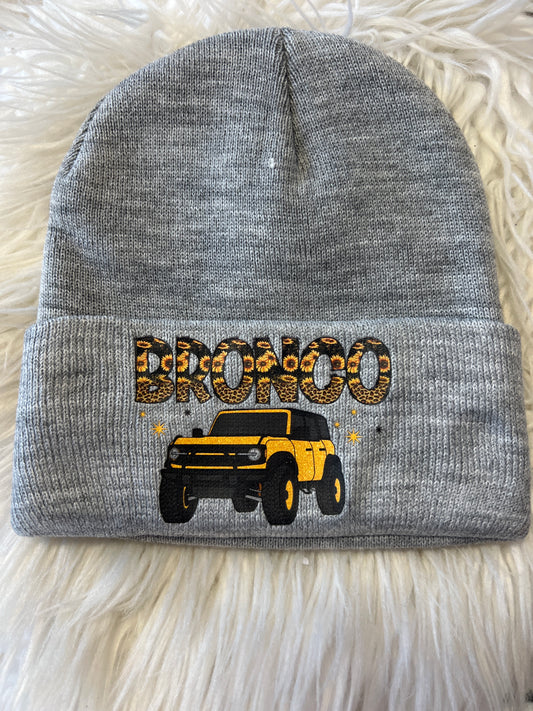 New 4 x 4 beanie sunflower leopard