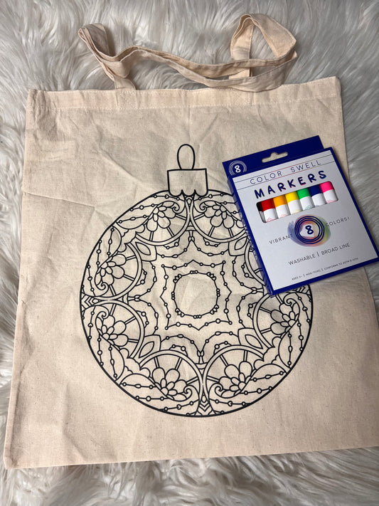 Canvas bag for drawing comes with a pack of markers