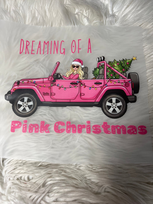 New DTF turning of a pink Christmas