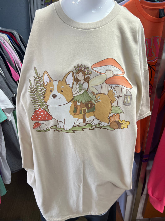 New unisex  top tan corgi