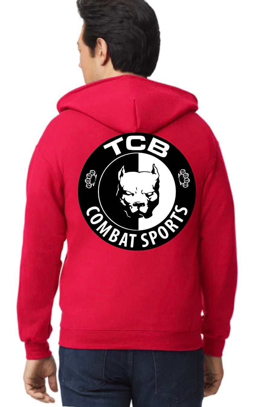 Red TCB unisex Gilden adult zip up hoodie