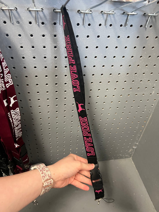 New love, pink and black lanyard